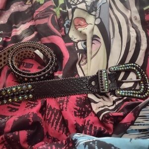 DNA Couture Black Belt with Multicolor Studs